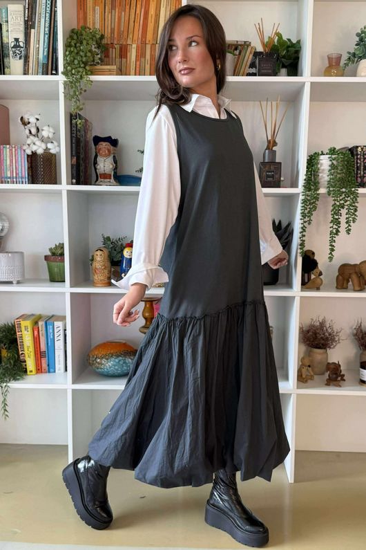 Paloma Pouf Layering Dress Charcoal